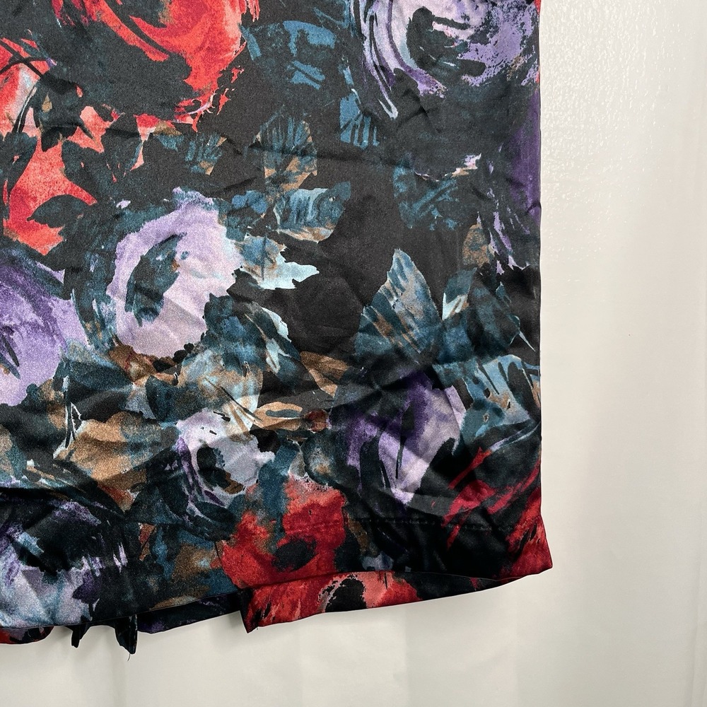 Jaclyn Black Red FLORAL Skirt 14 Marilyn Monroe Sexy Secretary Kick Pleat Artsy - Picture 6 of 16